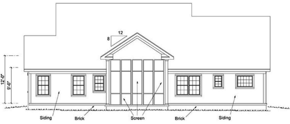 Rear Elevation for House Plan #241881