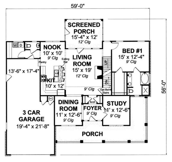 Main Floor Plan for House Plan #241881