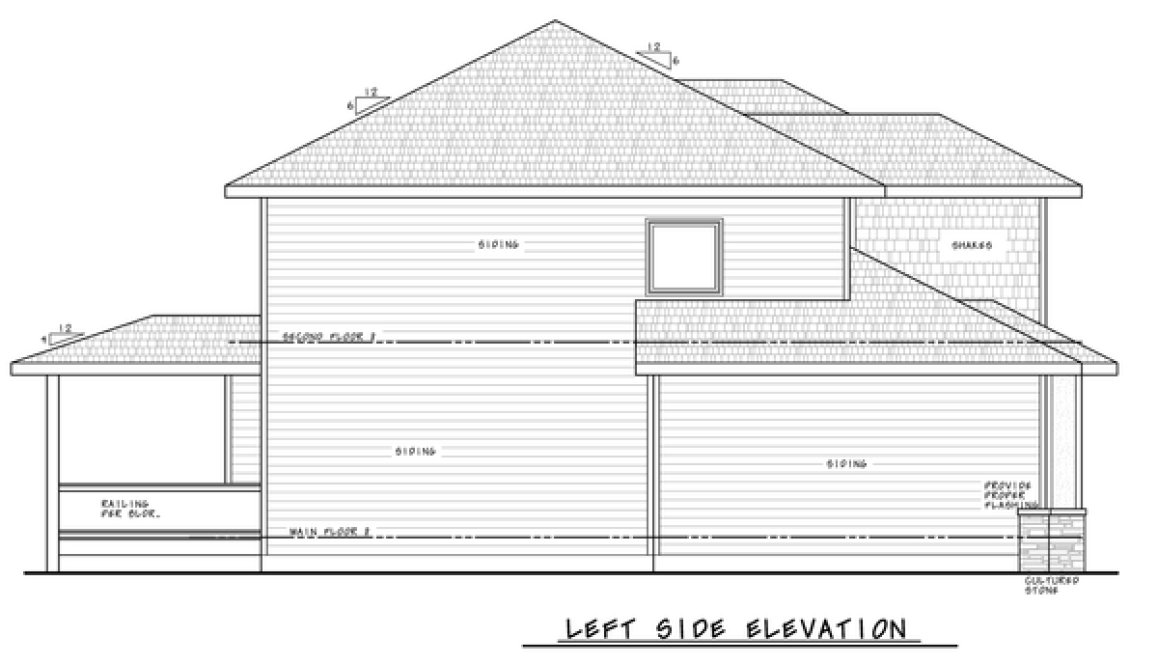 Left Elevation for House Plan #158372