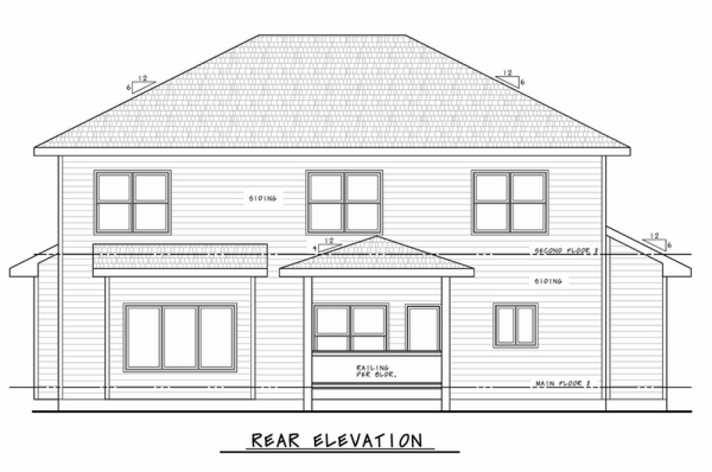 Rear Elevation for House Plan #158372