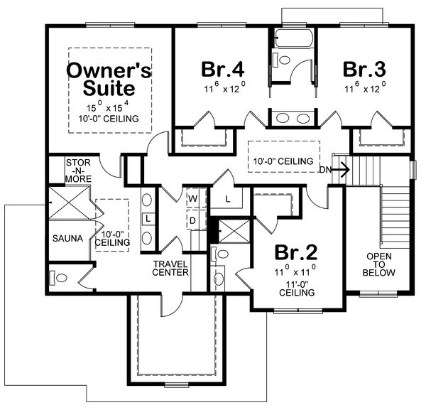 Second Floor Plan for House Plan #158372