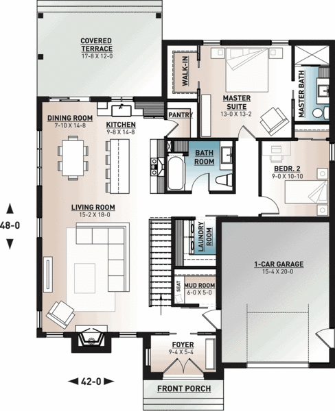 Main Floor Plan for House Plan #140441