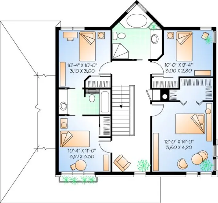Second Floor Plan for House Plan #148482