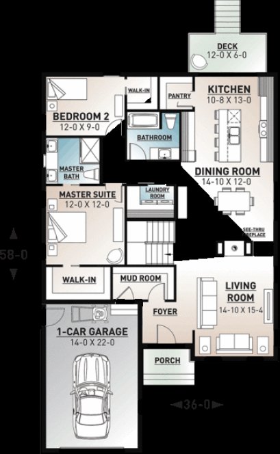 Main Floor Plan for House Plan #141441