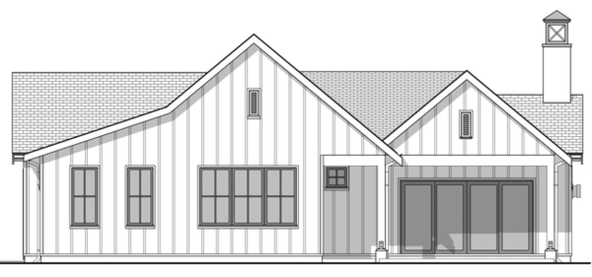 Rear Elevation for House Plan #593021