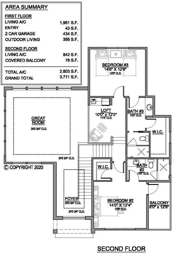 Second Floor Plan for House Plan #913082