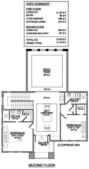 Second Floor Plan for House Plan #919703