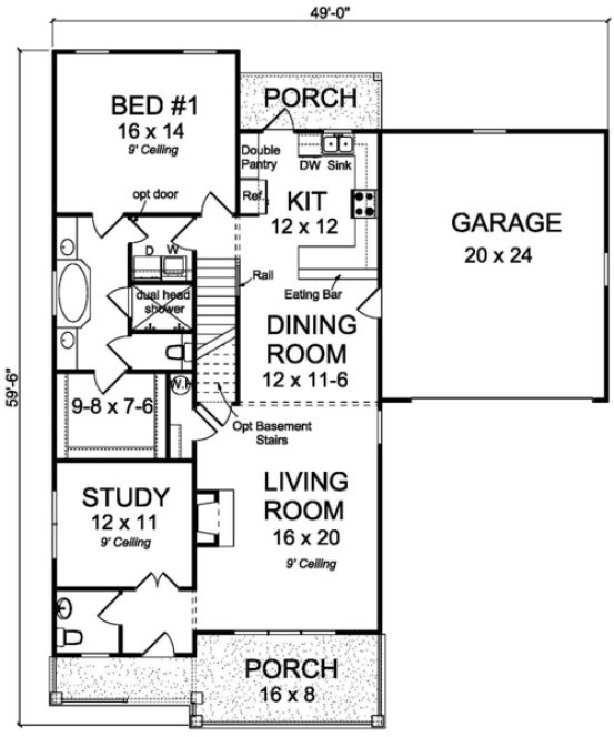 Main Floor Plan for House Plan #243322