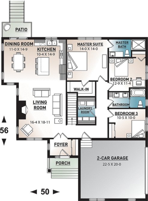 Main Floor Plan for House Plan #144832