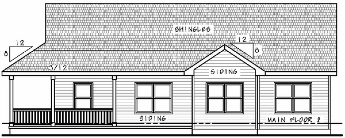Rear Elevation for House Plan #159531