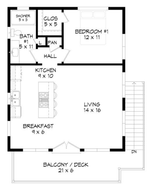 Second Floor Plan for House Plan #696780