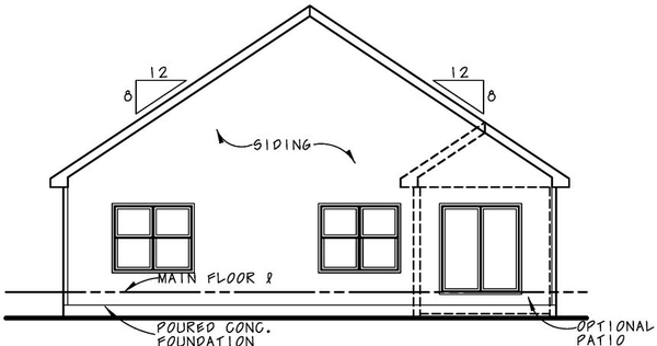 Rear Elevation for House Plan #157831