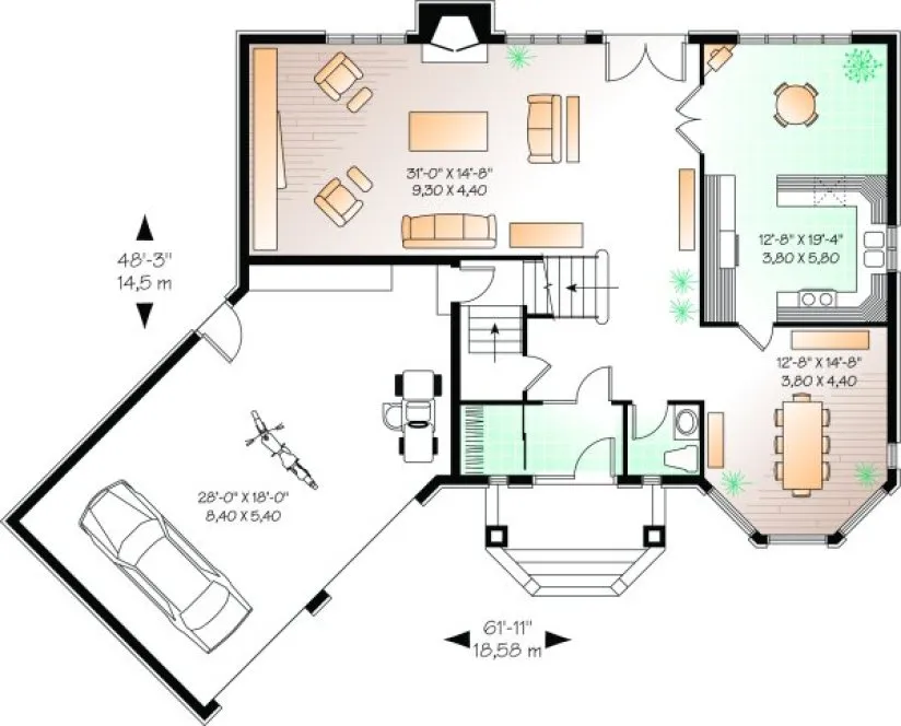 Main Floor Plan for House Plan #141682