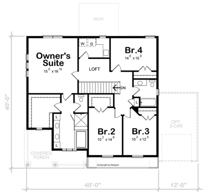 Second Floor Plan for House Plan #152232