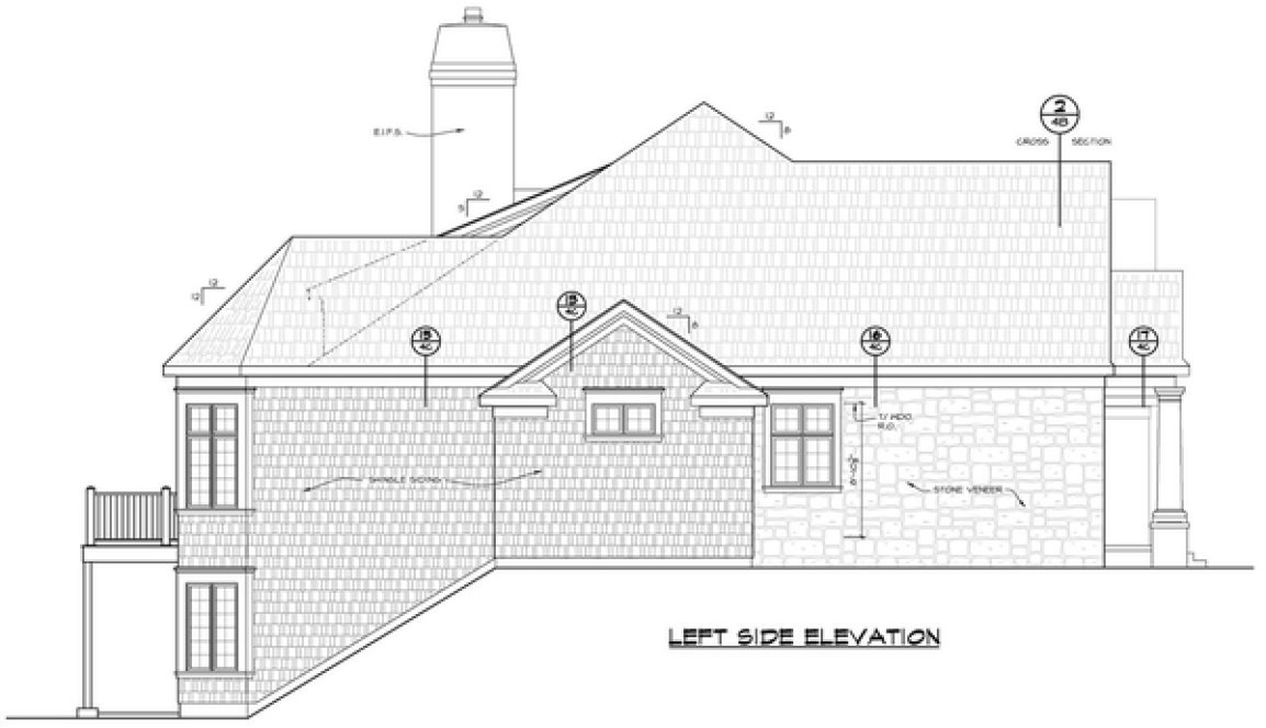 Left Elevation for House Plan #154864
