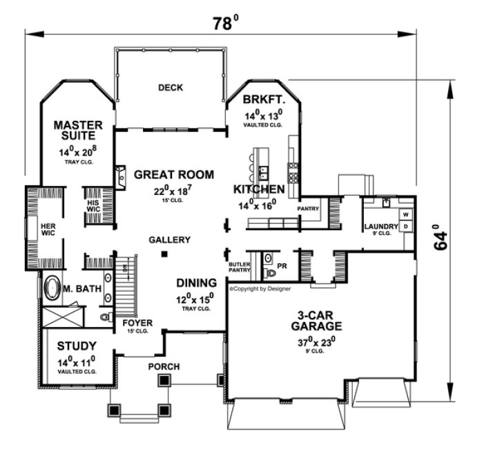 Main Floor Plan for House Plan #154864