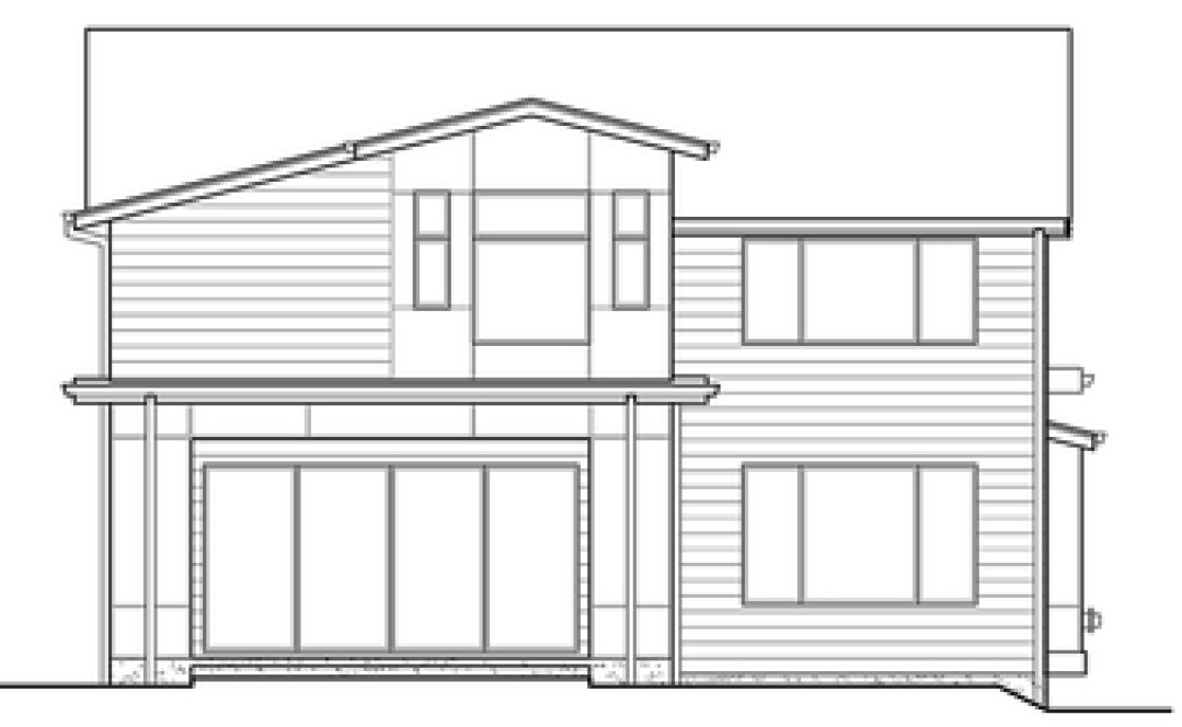 Rear Elevation for House Plan #330103