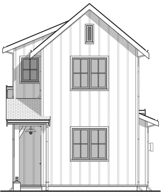 Rear Elevation for House Plan #590091