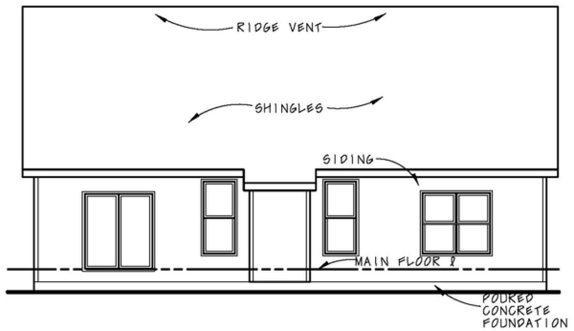 Rear Elevation for House Plan #152461
