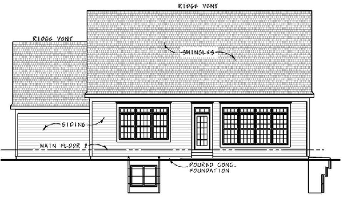 Rear Elevation for House Plan #154481