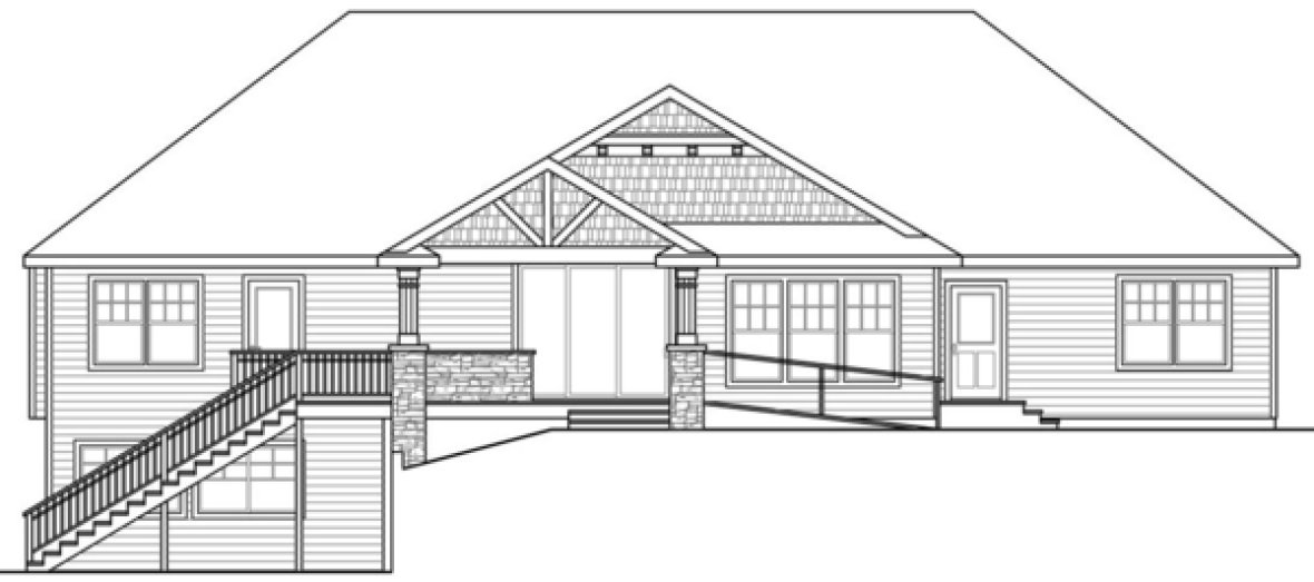 Rear Elevation for House Plan #344662