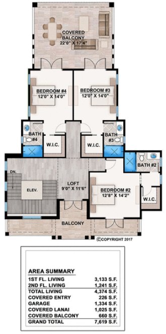 Second Floor Plan for House Plan #774734