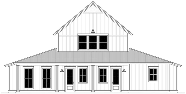 Rear Elevation for House Plan #302992