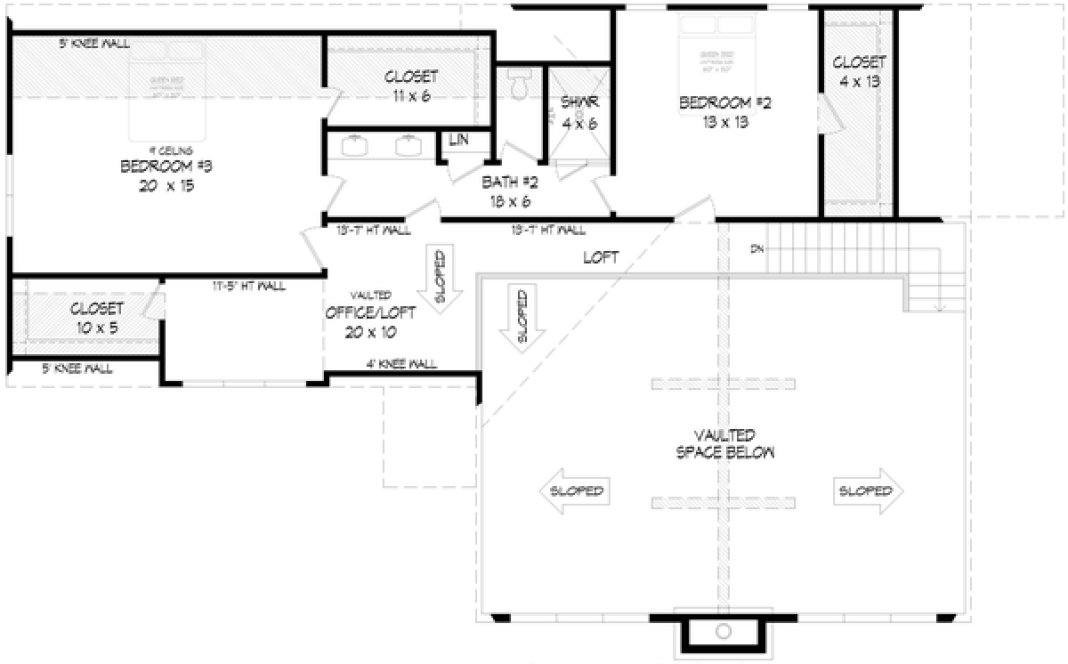 Second Floor Plan for House Plan #699652