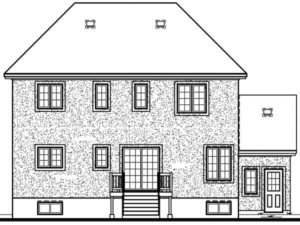 Rear Elevation for House Plan #140882
