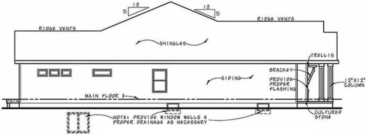 Left Elevation for House Plan #156881
