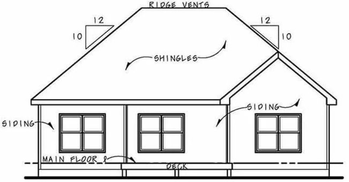 Rear Elevation for House Plan #156881