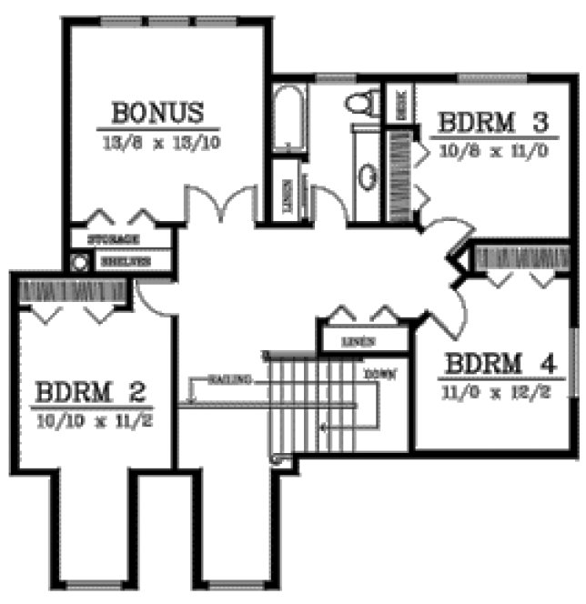 Second Floor Plan for House Plan #239423