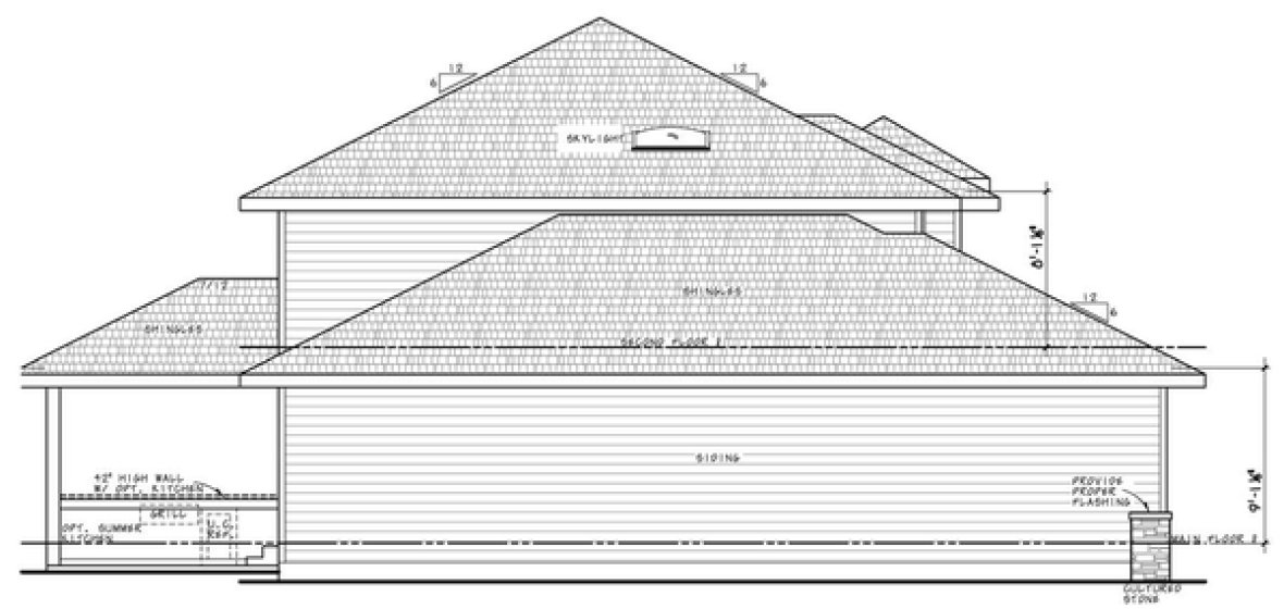 Left Elevation for House Plan #158912
