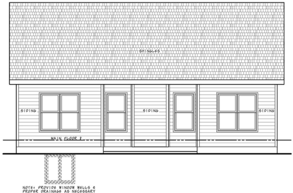 Rear Elevation for House Plan #150931