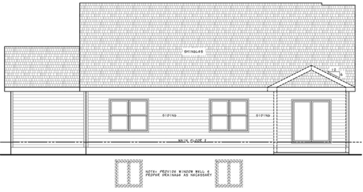Rear Elevation for House Plan #153061