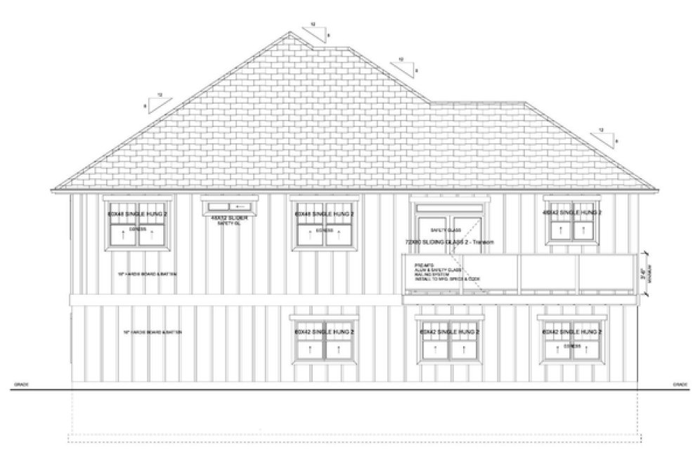 Rear Elevation for House Plan #203080