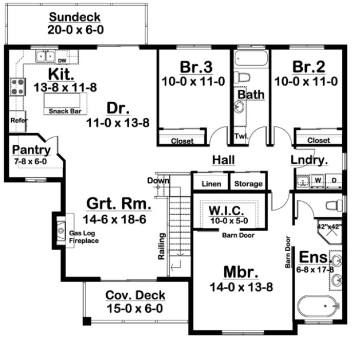 Main Floor Plan for House Plan #203080