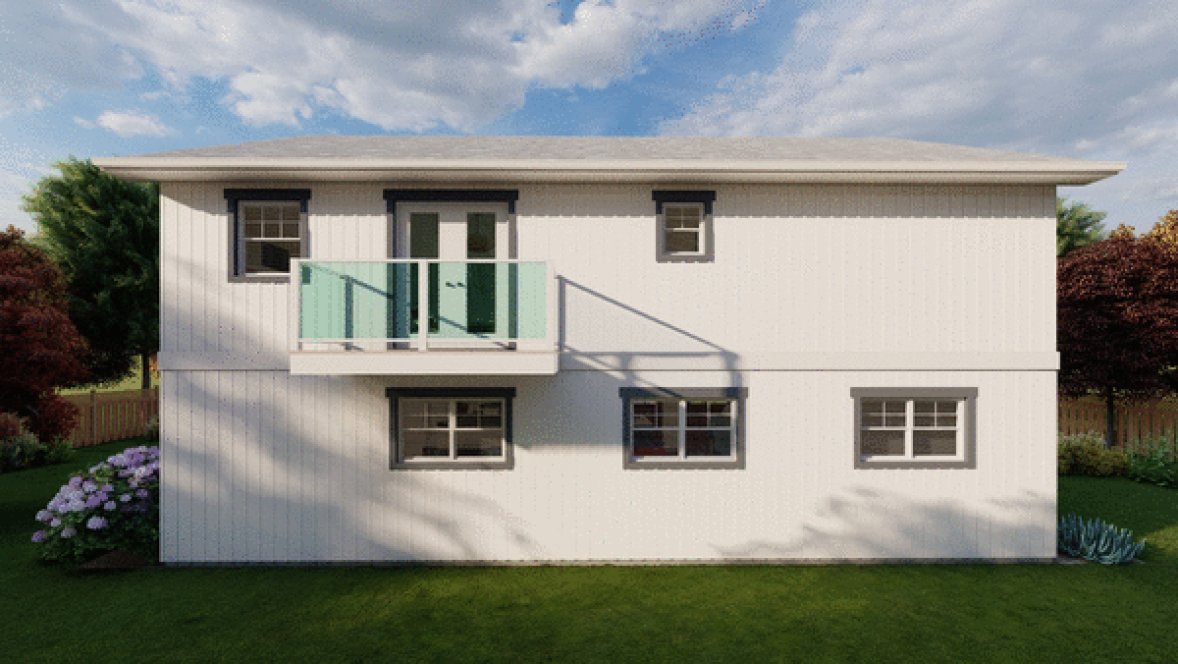 Rear Elevation for House Plan #203092