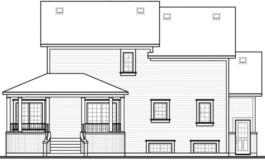Rear Elevation for House Plan #144882
