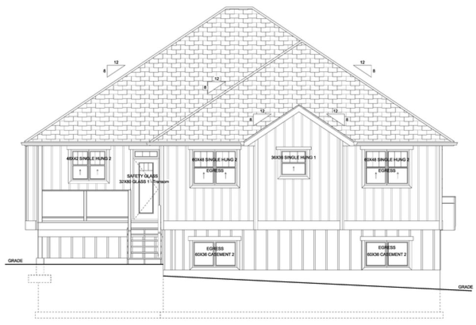 Rear Elevation for House Plan #203078
