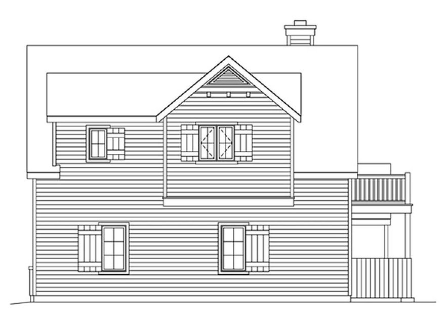 Rear Elevation for House Plan #411251