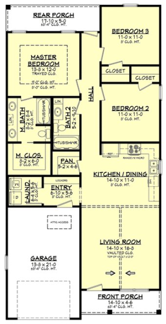 Main Floor Plan for House Plan #302921