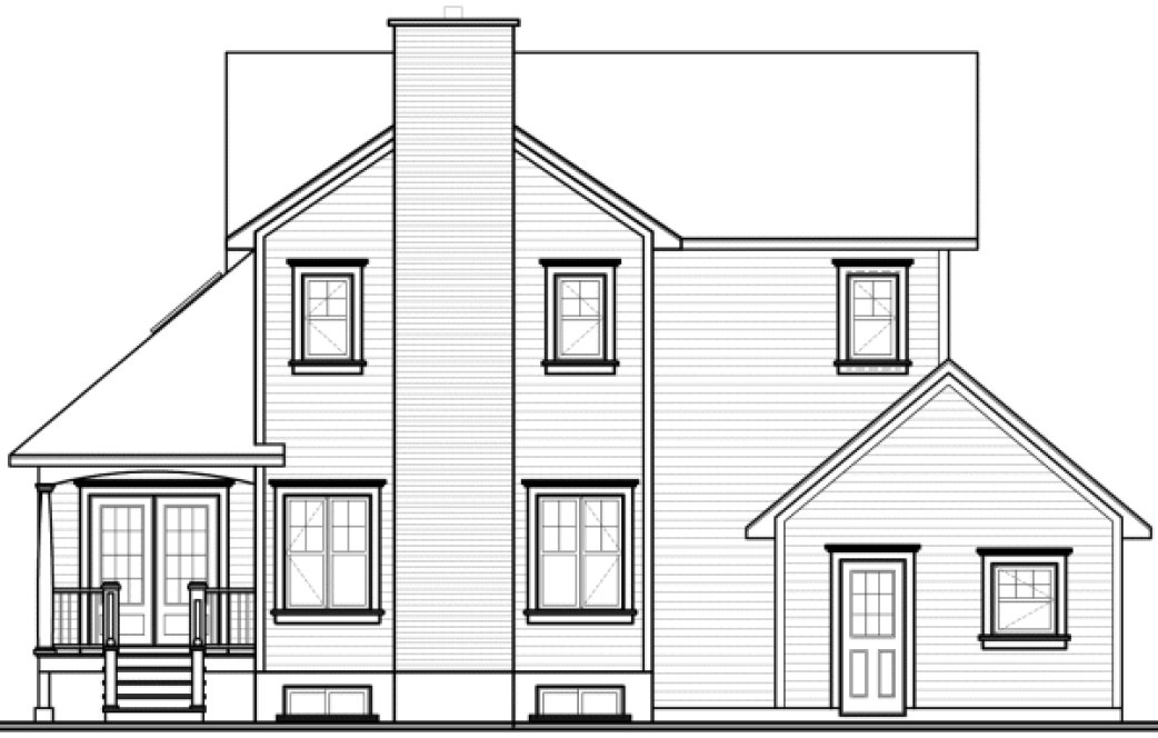 Rear Elevation for House Plan #148882