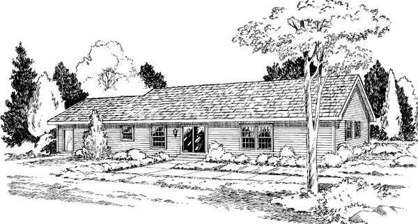 Rear Elevation for House Plan #182761