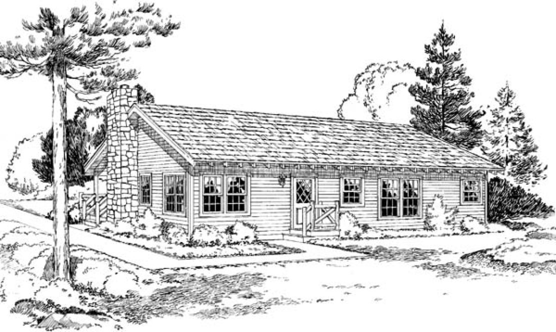 Rear Elevation for House Plan #186411