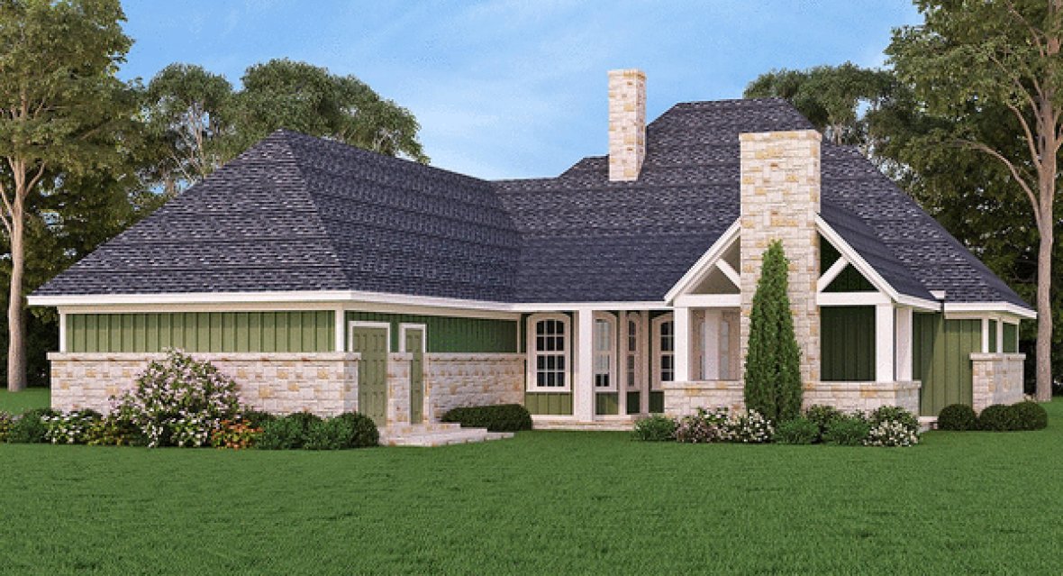 Rear Elevation for House Plan #488391