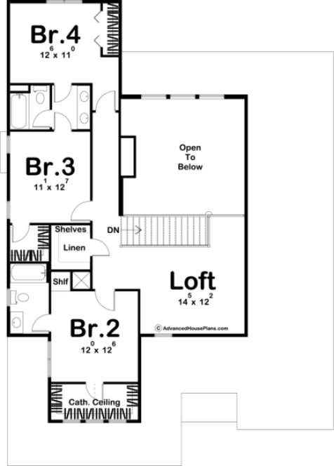 Second Floor Plan for House Plan #703892