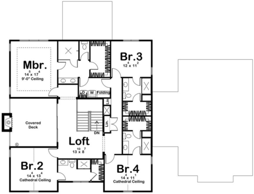 Second Floor Plan for House Plan #708473