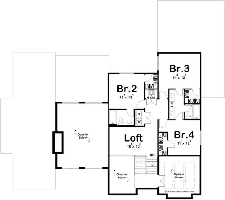 Second Floor Plan for House Plan #702243