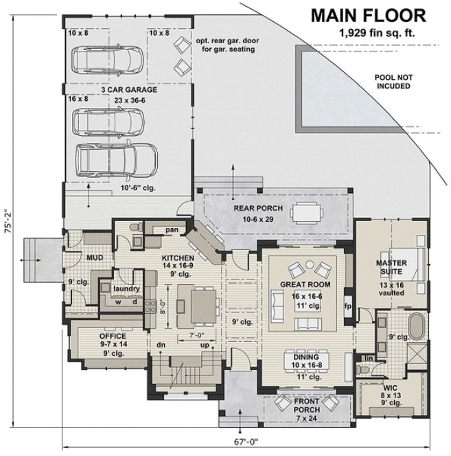 Main Floor Plan for House Plan #282103
